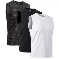 Koszulki sportowe męskie - MeetHoo Tank Sportowy Mężczyźni Tank Top Bez Rękawów Tank Siłownia Siłownia Bez Rękawów Szyi Sportowe Lato Kulturystyka do Biegania Gym, Czarny+biały+kamuflaż, XXL - miniaturka - grafika 1