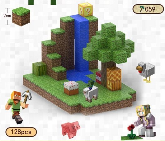 KLOCKI MAGNETYCZNE KLOCKI SZEŚCIANY 128 KLOCKÓW + 4 LUDZIK KLOCKI PIKSELE