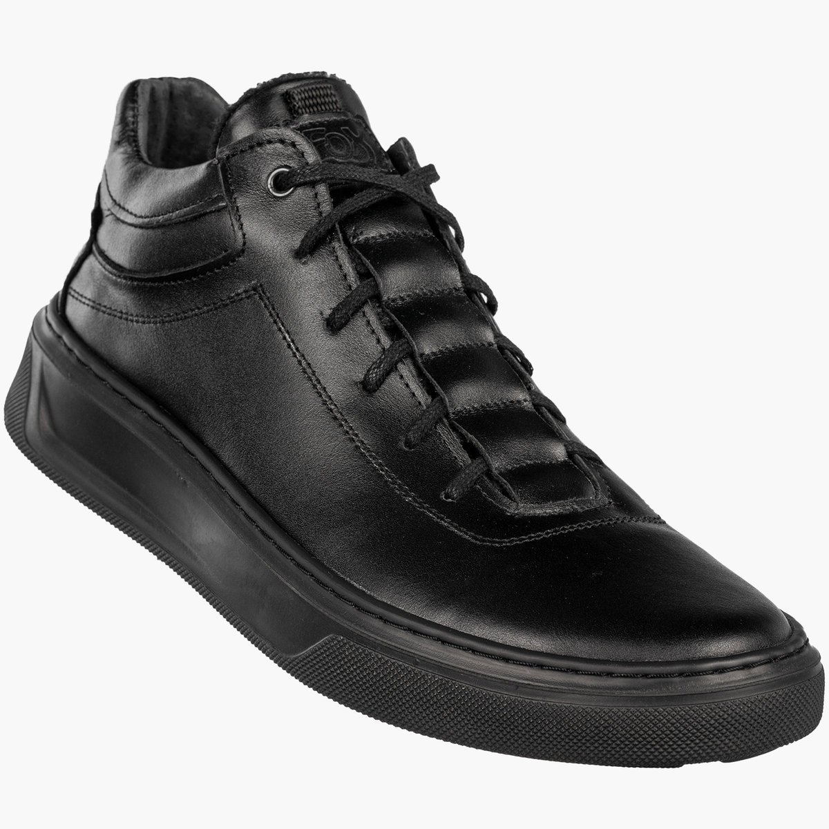 Półbuty Męskie Skórzane Buty Sneakersy Casual Czarne Fox 0456 Czarny 43