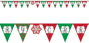 Girlanda Baner świąteczny z napisem Merry Christmas - Ozdoby bożonarodzeniowe - miniaturka - grafika 1