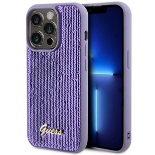 Guess GUHCP15XPSFDGSU iPhone 15 Pro Max 6.7" fioletowy/purple hardcase Sequin Script Metal - Etui i futerały do telefonów - miniaturka - grafika 1