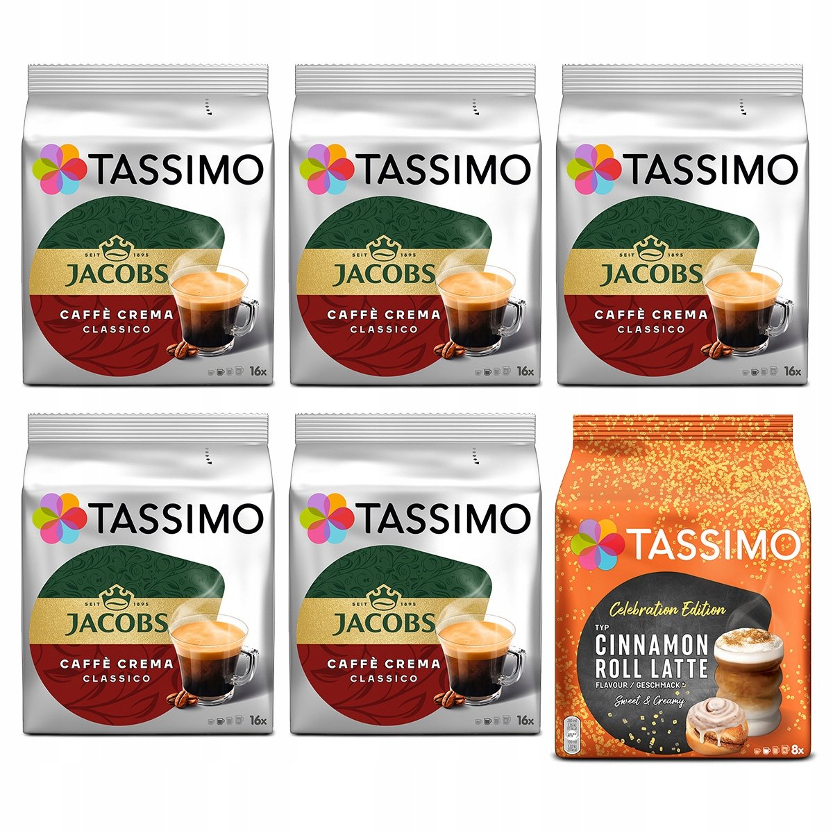 Kapsułki Tassimo Jacobs Caffe Crema Classico, Cinnamon Roll 5+1 Gratis!