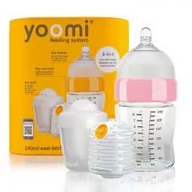 Butelki dla niemowląt - Yoomi Butelka Antykolkowa 240 ml ze Smoczkiem i Podgrzewaczem + Kapsuła Różowa 5060233561117 - miniaturka - grafika 1