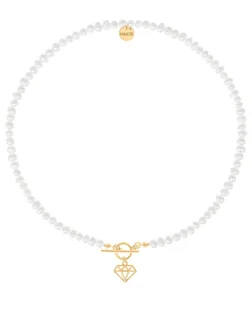 Naszyjnik z pereł z pozłacanym diamentem 45 cm - Naszyjniki - miniaturka - grafika 1