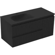 Szafki łazienkowe - Mexen Rivel szafka łazienkowa 100 cm z umywalką Vela lewą, 2S, 1D, ryflowana, czarna mat - 91A23-10047-3-BBFFF71-W23L71 - miniaturka - grafika 1