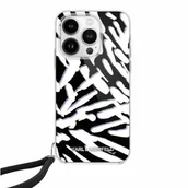 Etui i futerały do telefonów - Karl Lagerfeld KLHCP15SHZBPKCCK iPhone 15 / 14 / 13 6.1" czarny/black hardcase IML Zebra Pattern & Cord - miniaturka - grafika 1