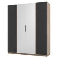 Szafy - Szafa z lustrem KAJA EV/BL 2F2LUS Czarny, dąb evoke - miniaturka - grafika 1