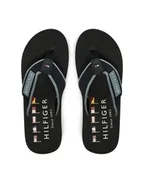 Klapki i japonki męskie - Tommy Hilfiger Japonki Patch Hilfiger Beach Sandal FM0FM05435 Czarny - miniaturka - grafika 1
