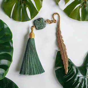 Zakładka PREMIUM : zieleń i złoto : jaspis kambaba - Zakładki do książek Zakładka PREMIUM : zieleń i złoto : jaspis kambaba - Zakładki do książek - miniaturka - grafika 1