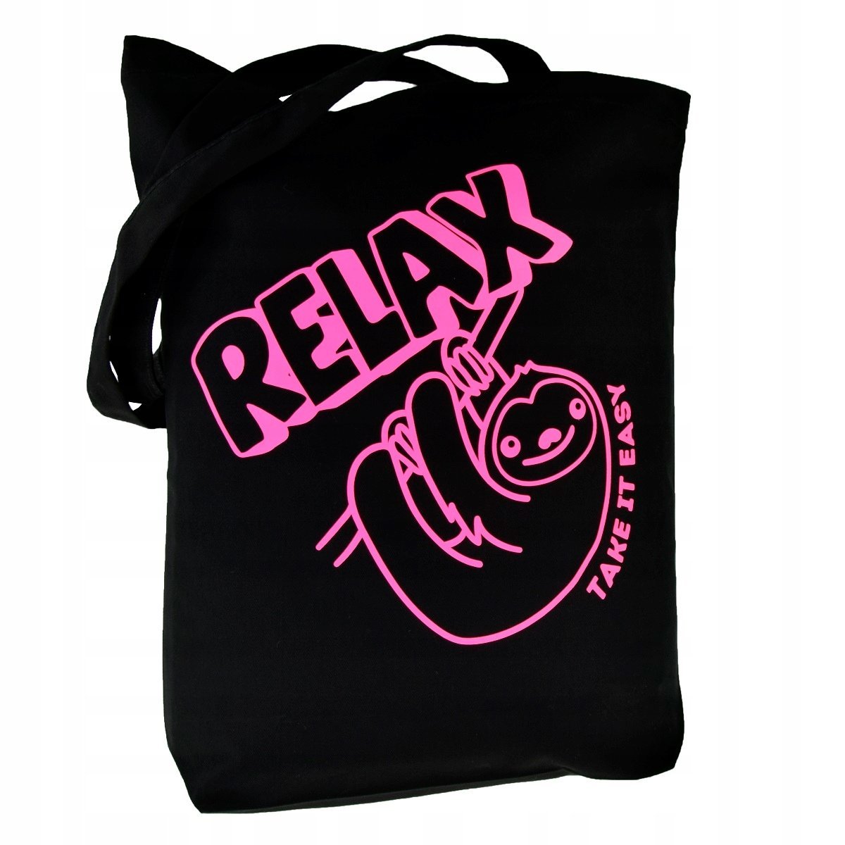 TORBA bawełniana czarna 220g z nadrukiem RELAX TAKE IT EASY torebka siatka