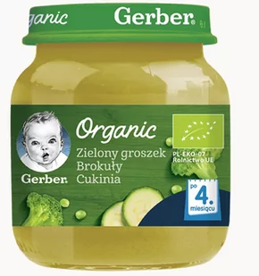 GERBER ORGANIC Zielony groszek/Brokuły/Cukinia po 4 m-cu 125 g - Dania dla dzieci - miniaturka - grafika 2