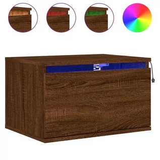 Szafy i szafki dla dzieci - ﻿Wisząca szafka nocna z podświetleniem LED, brązowy dąb - grafika 1