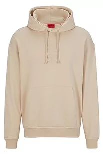 HUGO Męska bluza z kapturem Dokras z bawełny French Terry z wytłoczonym logo stosu, Light Beige275, M - Bluzy męskie - miniaturka - grafika 1