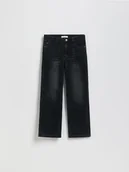 Spodnie i spodenki dla dziewczynek - Reserved - Jeansy straight fit - czarny - miniaturka - grafika 1