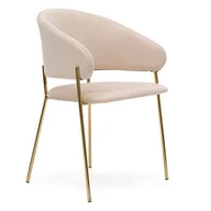 Krzesła - Krzesło tapicerowane C-963 Beżowy welur #5 Złote nogi - miniaturka - grafika 1