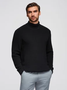 Sweter klasyczny męski z golfem z bawełny - czarny V4 OM-SWTN-0162 - Ombre Clothing - Swetry męskie - miniaturka - grafika 1