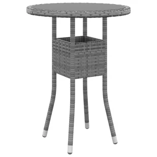 vidaXL Stolik ogrodowy, Ø60x75 cm, szkło hartowane i rattan PE, szary - Stoły ogrodowe - miniaturka - grafika 1