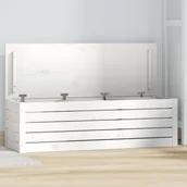 Skrzynie ogrodowe - vidaXL Skrzynia do przechowywania, biała, 109x36,5x33 cm, lita sosna - miniaturka - grafika 1