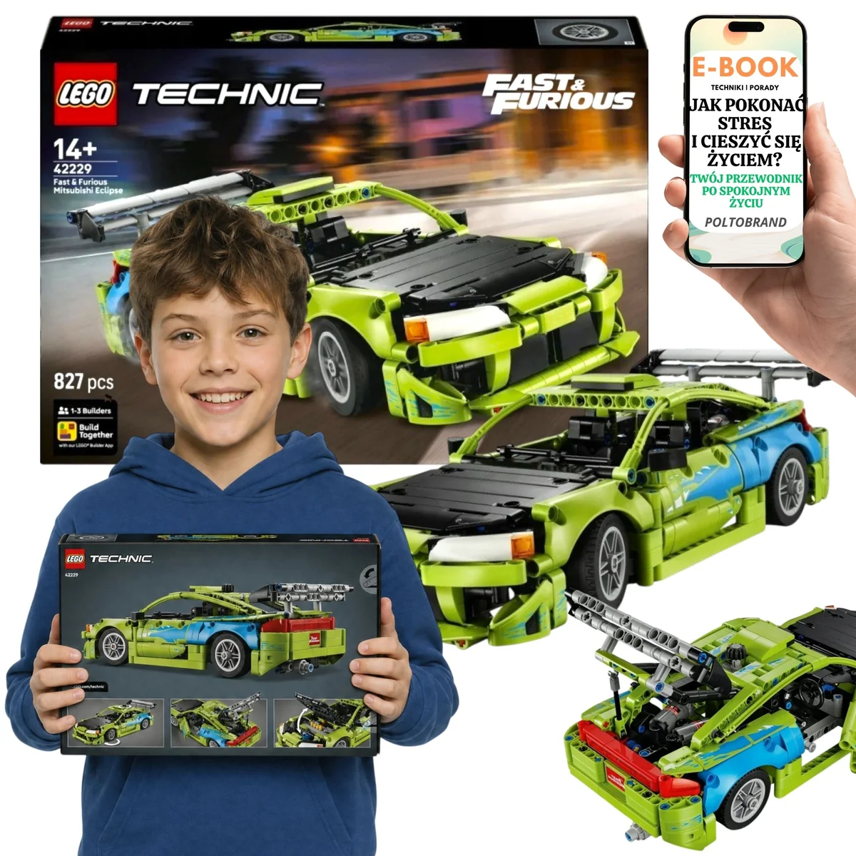 LEGO TECHNIC Samochód Fast and Furious Mitsubishi Eclipse LEGO Dla Syna i Córki 42229 827 el. wysokość 9 cm