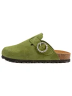Klapki i japonki damskie - billowy Skórzane chodaki w kolorze zielonym - miniaturka - grafika 1