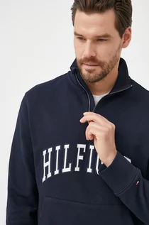 Bluzy męskie - Tommy Hilfiger bluza bawełniana męska kolor granatowy z aplikacją - grafika 1