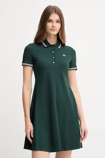 Lacoste sukienka kolor zielony mini rozkloszowana EF5288 - Sukienki - miniaturka - grafika 1