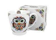 Kubki - Kubek do kawy i herbaty porcelanowy na stopce DUO ETNO SOWA 480 ml - miniaturka - grafika 1