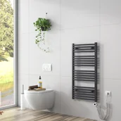 Ręczniki - EMKE Grzejnik łazienkowy Elektryczna suszarka do ręczników Z elementem grzewczym 100x50cm Antracyt Zakrzywiony grzejnik do łazienki - miniaturka - grafika 1