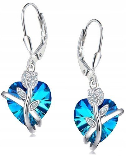 Kolczyki srebrne wiszące damskie serca srebro 925 idealne na prezent