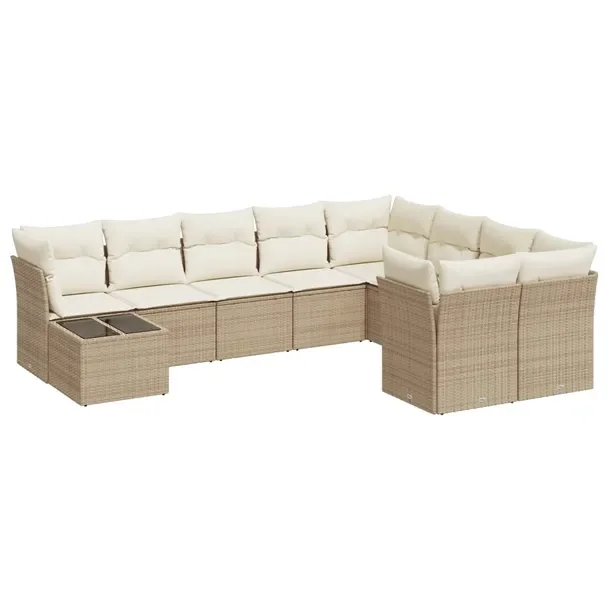 Beżowy zestaw mebli ogrodowych z rattanem PE, 55-62 x 62-69 cm