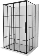 Kabiny prysznicowe - Mexen Rox-3S kabina prysznicowa 3-ścienna rozsuwana lewa 105 x 95 cm, czarna kratka, czarna - 8C2-105-095-70-77-3S-L - miniaturka - grafika 1