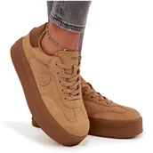 Półbuty damskie - Sneakersy Damskie Na Platformie Big Star SS274762 Camel-40 - miniaturka - grafika 1