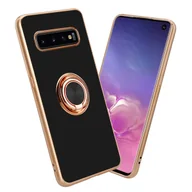 Etui i futerały do telefonów - Pokrowiec Do Samsung Galaxy S10 PLUS Etui w Glossy Czarny - Złoto magnetycznym Obudowa Case Cover Ochronny Cadorabo - miniaturka - grafika 1