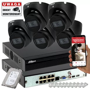 System monitoringu do domu i firmy Dahua IPC-HDW1530T-0280B-S6-BLACK 5MPx IR30 Mikrofon PoE - Zestawy do monitoringu - miniaturka - grafika 1