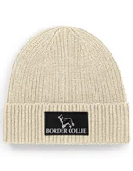 Czapki damskie - Czapka Zimowa Beanie "Border Collie" Jasny Beż Bardzo Ciepła Idealna Na Prezent - miniaturka - grafika 1