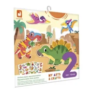 Zabawki kreatywne - Janod Multizestaw kreatywny 2-latka My arts & crafts Grube naklejki wielorazowe Dinozaury 2+ - miniaturka - grafika 1
