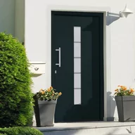Drzwi zewnętrzne - vidaXL Drzwi zewnętrzne, aluminium i PVC, antracytowe, 100x200 cm - miniaturka - grafika 1