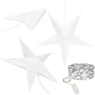 Oświetlenie świąteczne - Gwiazda papierowa świąteczna biała i lampki choinkowe 10 led zimny biały - miniaturka - grafika 1