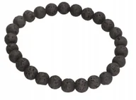 Bransolety męskie - CZARNA BRANSOLETKA MĘSKA lawa wulkaniczna pudełko - miniaturka - grafika 1