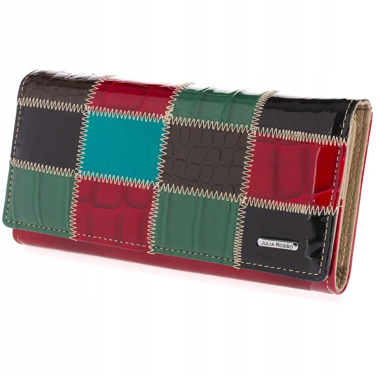 Damski portfel skórzany Julia Rosso JR 02-07 wielokolorowy patchwork