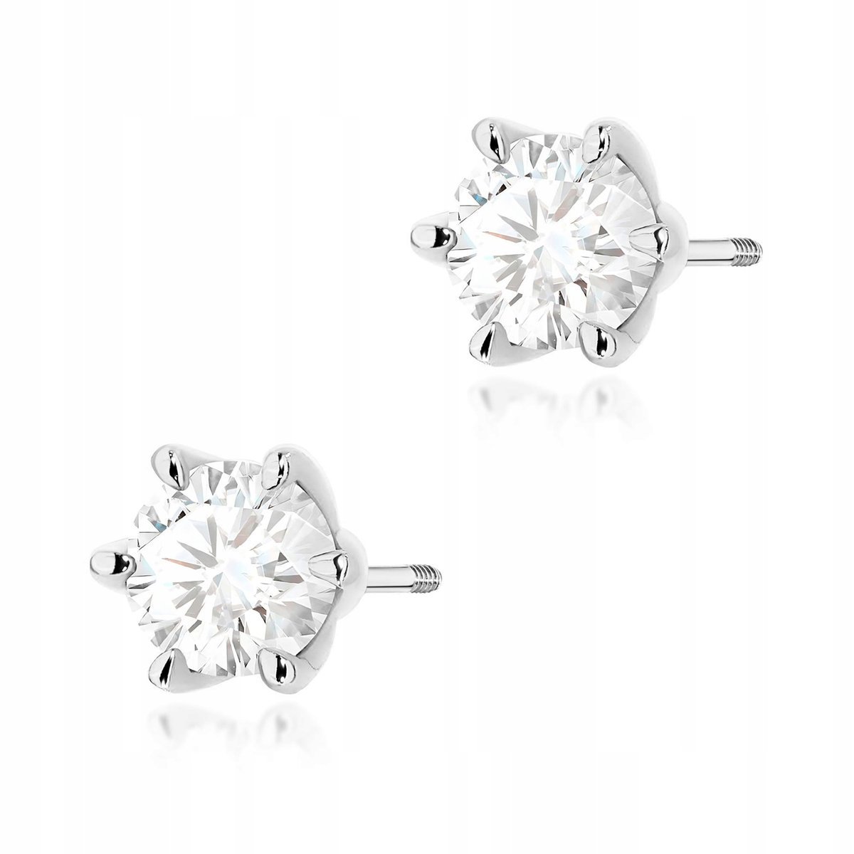 Kolczyki z białego złota próby 585 sztyfty zakręcane x 1.00ct białe złoto