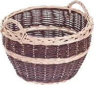 Donice - WickerPL Wiklinowy kosz ogrodowy okrągły z uchwytami pojemnik wiklinowy osłonka na doniczkę 50 H32 cm - miniaturka - grafika 1