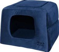 Legowiska dla psów - PETTO Domek legowisko 2w1 Uchi Velvet Granatowy - miniaturka - grafika 1