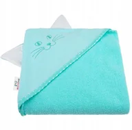 Okrycia kąpielowe dla dzieci - Bocioland Okrycie Kąpielowe Ręcznik Z Kapturkiem 80x80cm Aqua KOT 1200 - miniaturka - grafika 1