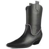 Botki damskie - L37 HANDMADE SHOES Damskie botki I kowbojki ze skóry naturalnej I ręcznie wykonane buty I wyjątkowy styl I Let It Rain Western Boot, czarne, 41 EU, czarny, 41 EU - miniaturka - grafika 1