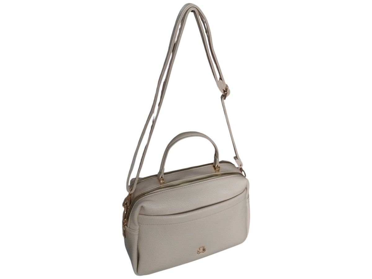 Torebka Damska, Mała Listonoszka Na Ramię, Miejski Kuferek Eko-Skóra Beżowy