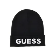 Czapki męskie - Męska Czapka zimowa GUESS MAXI LOGO KNIT BEANIE AM5027POL01-BKW – Czarny - miniaturka - grafika 1