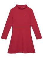 Sukienki i spódniczki dla dziewczynek - Tommy Hilfiger Sukienka codzienna Essential Skater KG0KG08790 S Czerwony Regular Fit - miniaturka - grafika 1
