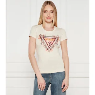 GUESS T-shirt FLOWERS Slim Fit - Koszulki i topy damskie - miniaturka - grafika 1
