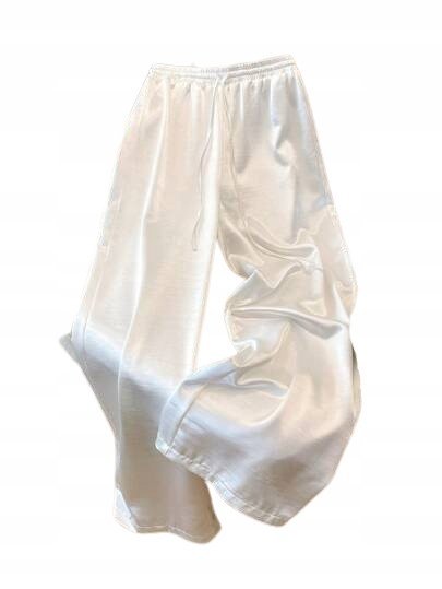 SHEIN BIAŁE SPODNIE PALAZZO Z WIĄZANIEM I GŁADKIEGO MATERIAŁU 38 1KC